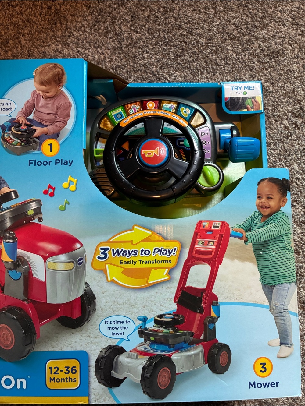 Vtech Get Growing Tractor & Mower Ride-On Toy - Picture 3 of 7